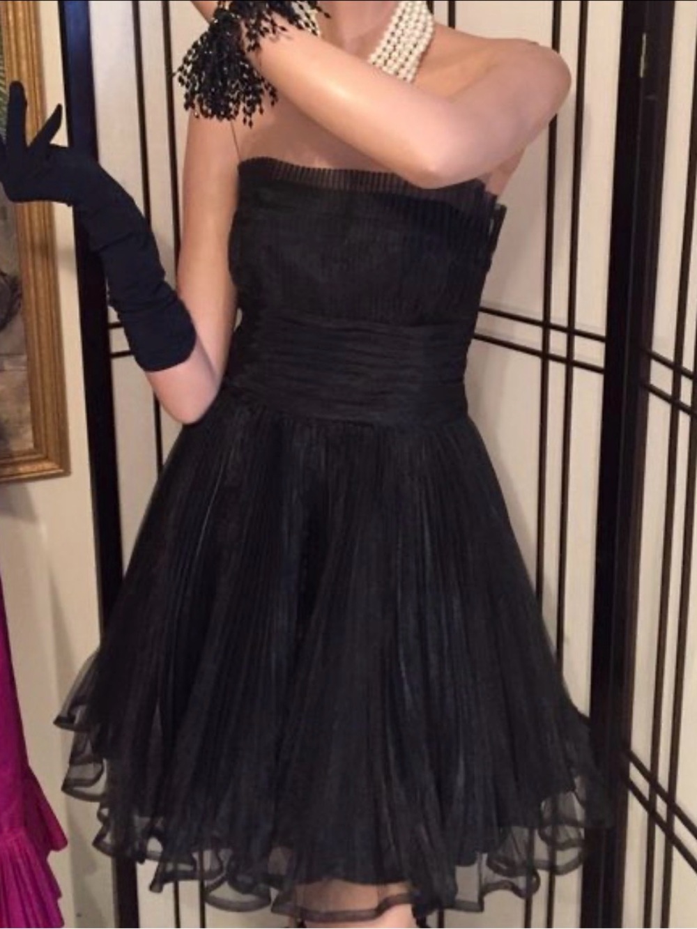 Betsey Johnson Black Strapless Tulle Party Dress